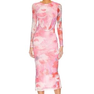 Bardot Lena Mesh Midi dress in Wildflower